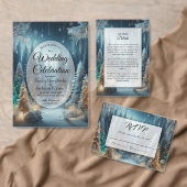 冬の輝く松の結婚霜 招待状 (この独立クリエイターのコレクションをカスタマイズ。)