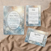 Frozen Petals in a Golden Winter Mist Wedding 招待状 (この独立クリエイターのコレクションをカスタマイズ。)