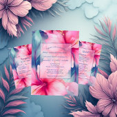 fuchsia hawaiian tropical floral hibiscus wedding 出欠カード
