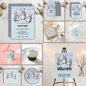 おもしろいカラフルかわいいホッパーズバニーベビーシャワー 招待状