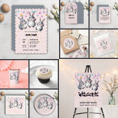 おもしろいカラフルかわいいホッパーズバニーベビーシャワー スタンダードカクテルナプキン