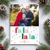 Fa La La La Red Green Pink Flat Holiday Photo Card シーズンカード