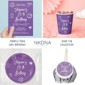 パープルパーソナライズされたガールハッピーバースデーパーティー ペーパープレート