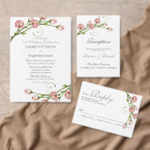 明るい赤紫色ガーデンバラ-披露宴カード 招待状 (この独立クリエイターのコレクションをカスタマイズ。)