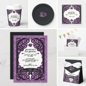 Purple and Black Gated Rose Princess Birthday 招待状
