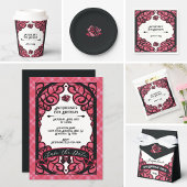 Pink and Black Gated Rose Princess Birthday  招待状