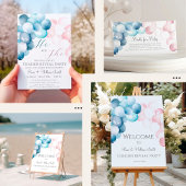 女の子または男の子の水色の青とピンクのジェンダーのリビール 招待状