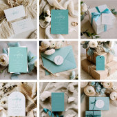 Minimal Aqua Blue RSVP Calligraphy Response Card