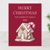 ジンガーブレッドハウスホリデーパーティー招待状 ポストカード