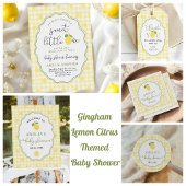 Gingham Lemon Citrus Themed 2nd Birthday 招待状