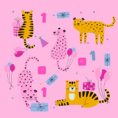 ガールズワイルドワンファースト誕生日ステッカー ラウンドシール