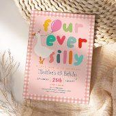 Pink Cute Two Silly Goose 2nd Birthday Favors ポスター
