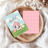 Girls Farm Animal Barnyard Birthday Invitation 招待状