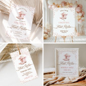 ほこりっぽいピンクの最初のRodeo最初の誕生日ウェルカムサイン ポスター