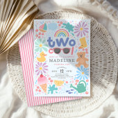 Girls Two Cool Rainbow 2nd Birthday  Tシャツ