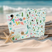 Girls Whimsical Mermaid Two The Sea 2nd Birthday 招待状