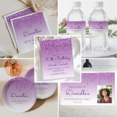 紫パーソナライズされたグリッタードリップ30歳の誕生日 缶クーラー