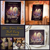 Glam Disco Ball Music Notes 40th Birthday Party ペーパープレート