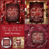 Elegant Ruby Red & Silver Gemstone 65th Birthday 招待状