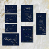 Gold and Navy Wedding Invitation 招待状