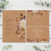 金ゴールド秋結婚フローラ 招待状 (この独立クリエイターのコレクションをカスタマイズ。)