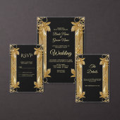 金ゴールド黒華美フローラ保存日 セーブザデート (この独立クリエイターのコレクションをカスタマイズ。)