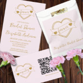 Gold Forever Hearts Bridal Shower 招待状