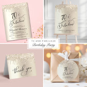 金ゴールドグリッター70th誕生日パーティー スクエアペーパーコースター