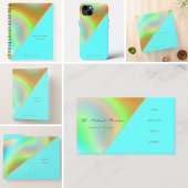 Elegant Mint Gold Holographic Notebook クリップボード