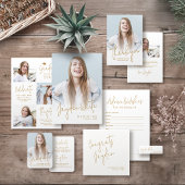 金ゴールドシンプルスモダンクリプト2写真卒業 サンキューカード