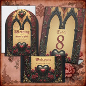 金色のアクセント、赤いバラ、そしてハート: ワインラベル