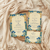 ゴールデンコーンフラワー結婚アールヌーボー 出欠カード