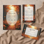 Golden Ember Autumn Woodland Stroll Wedding 招待状 (この独立クリエイターのコレクションをカスタマイズ。)