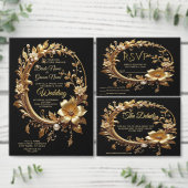 Golden Floral Ornate Frame RSVP Card (この独立クリエイターのコレクションをカスタマイズ。)