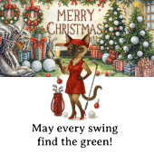 レディーゴルファーのためのゴルファーのクリスマステーマの猫好き クッション