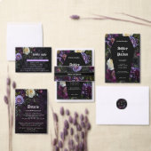 ムーディエレガントーパープルゴシックガーデン結婚フローラ 箔シーズンカード (この独立クリエイターのコレクションをカスタマイズ。)