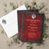 Red Gothic halloween wedding save the date 案内状 (この独立クリエイターのコレクションをカスタマイズ。テスト)