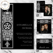 ゴシック様式ペンタグラムスター白黒結婚ズ 招待状