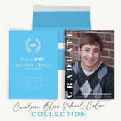 卒業パーティーQRコードモダンカロライナ青 エンクロージャーカード