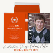 卒業生モダンシンプル写真ミニマルなオレンジ 招待状