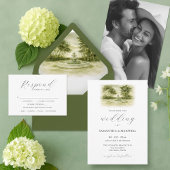 QRコードウェディングRSVPカードシンプル 出欠カード