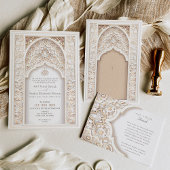 高級イスラームインスパイア結婚金箔 箔招待状