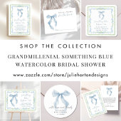 Elegant Blue Bow Bridal Shower Thank You ラウンドシール