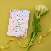 シックなグリーン&ピンク繊細な水色フローラ スクエアシール