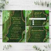 Green and Gold Agate Wedding Program プログラム (この独立クリエイターのコレクションをカスタマイズ。)