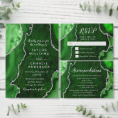 Green and Silver Agate Wedding Program プログラム (この独立クリエイターのコレクションをカスタマイズ。)