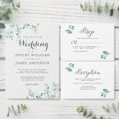 シックなスクリプトEucalyptus Folids結婚のウェブサイト エンクロージャーカード (この独立クリエイターのコレクションをカスタマイズ。)