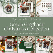 Sage Green Gingham Plaid Christmas ラベル