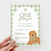 Goldendoodle First Birthday Party Green 招待状