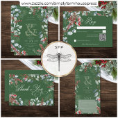 グリーンウィンターパインベリーユーカリプトゥスディナー オールインワン招待状